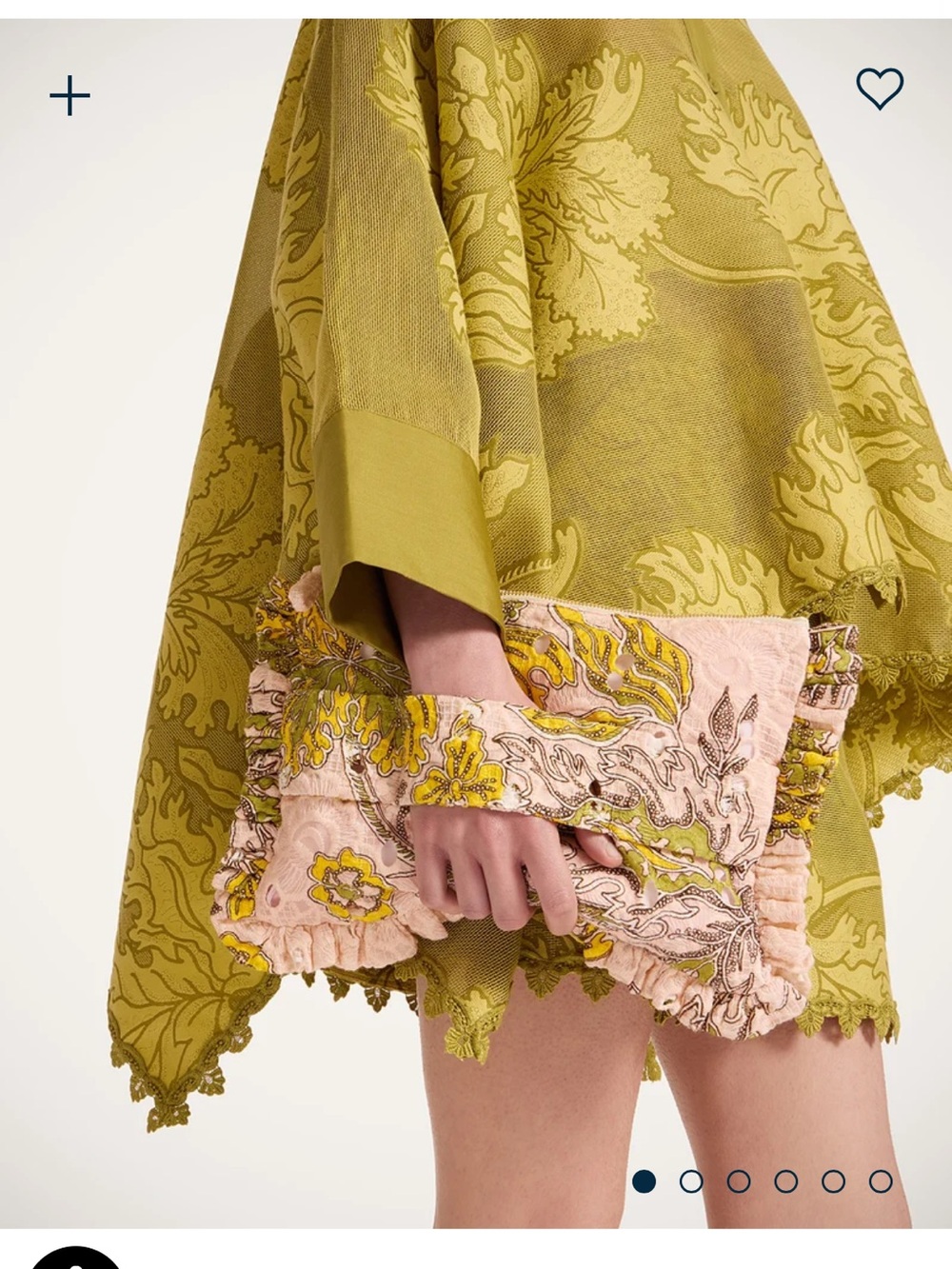 LA DoubleJ Pink and Yellow Floral Ruffle Clutch